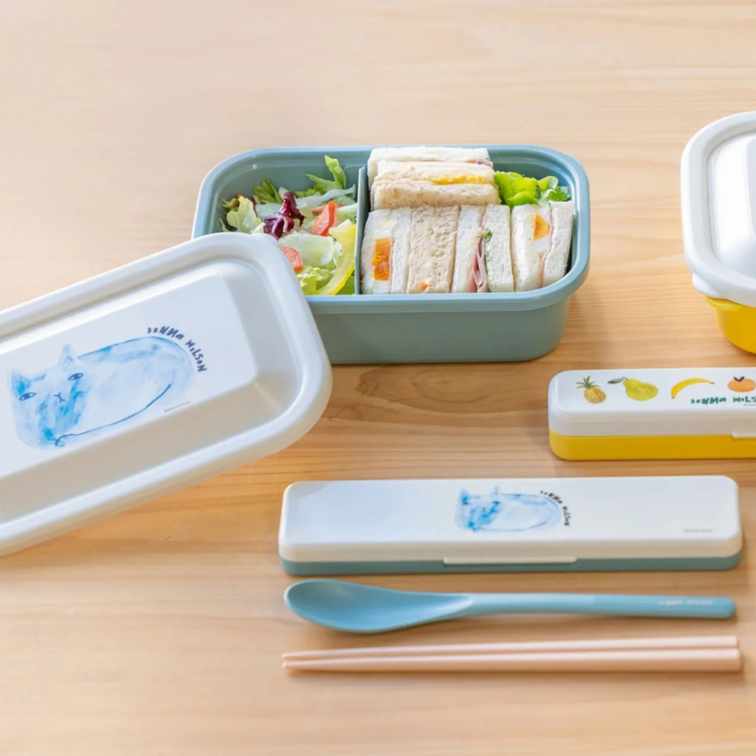 Lunch Boxes + Cutlery^Donna Wilson Blue Cat Lunch Box
