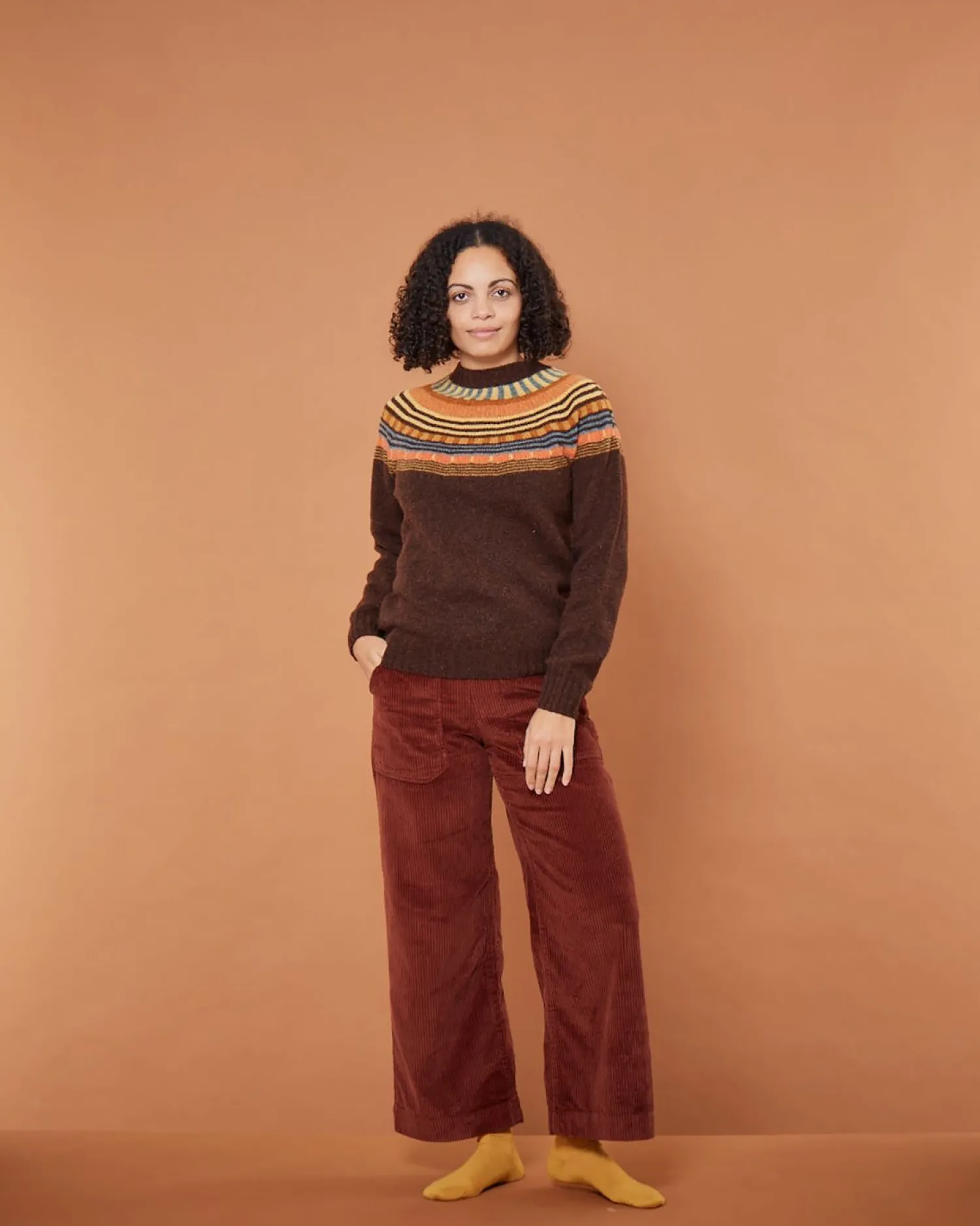 Lambswool Sweaters^Donna Wilson Magic Circle Yoke Sweater - Coffee