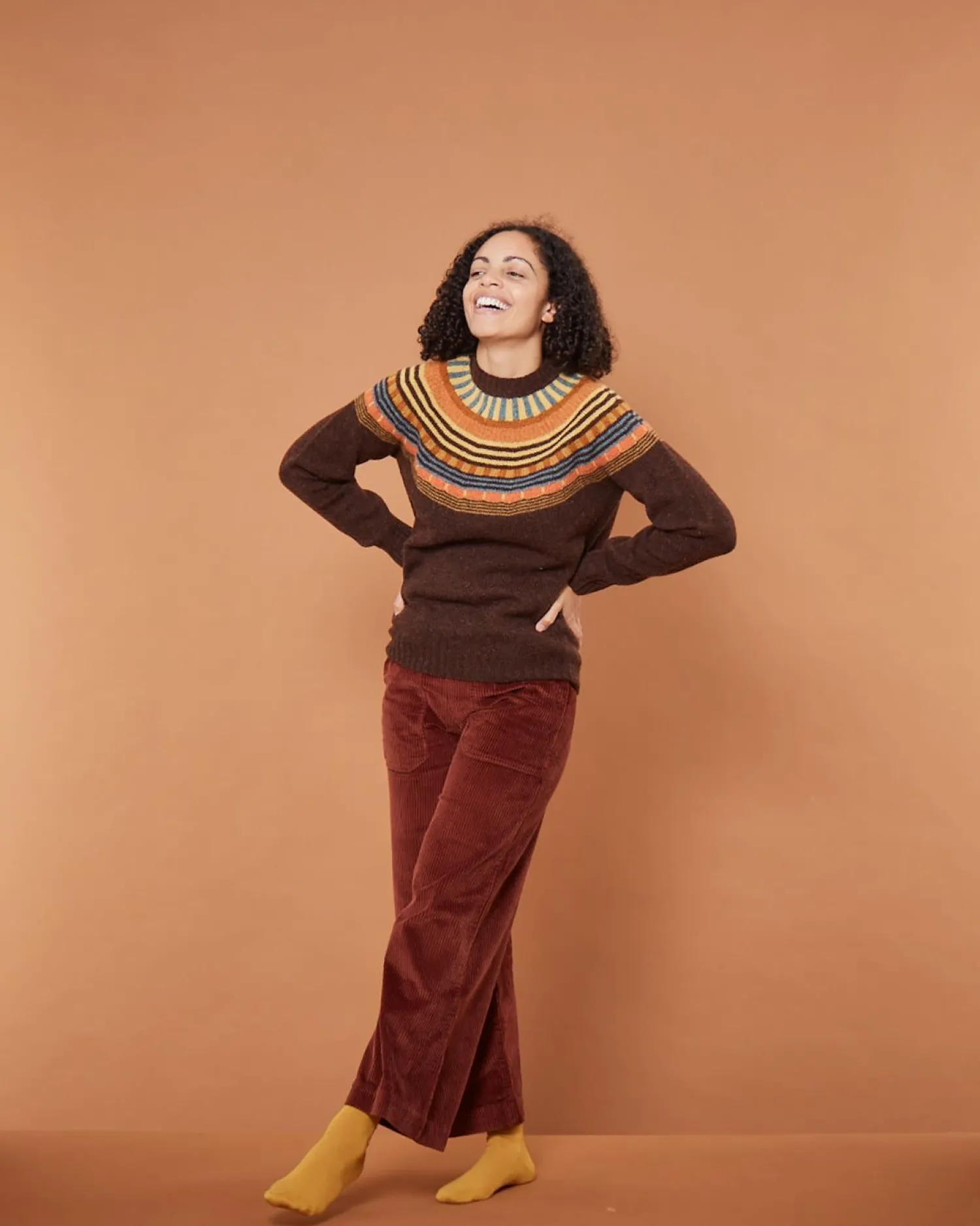 Lambswool Sweaters^Donna Wilson Magic Circle Yoke Sweater - Coffee