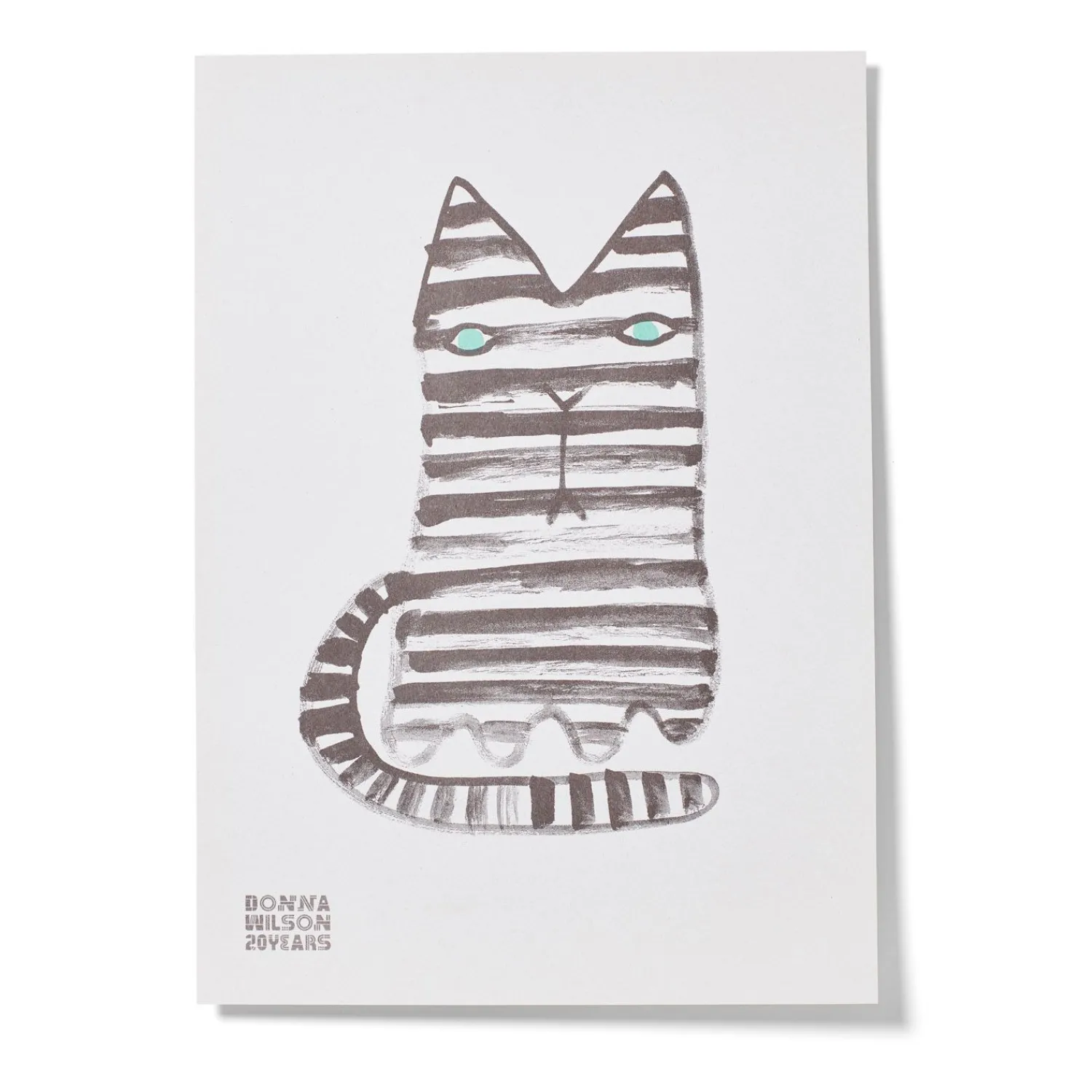 Art Prints^Donna Wilson Mono Cat 20 Years Riso Print - Limited Edition