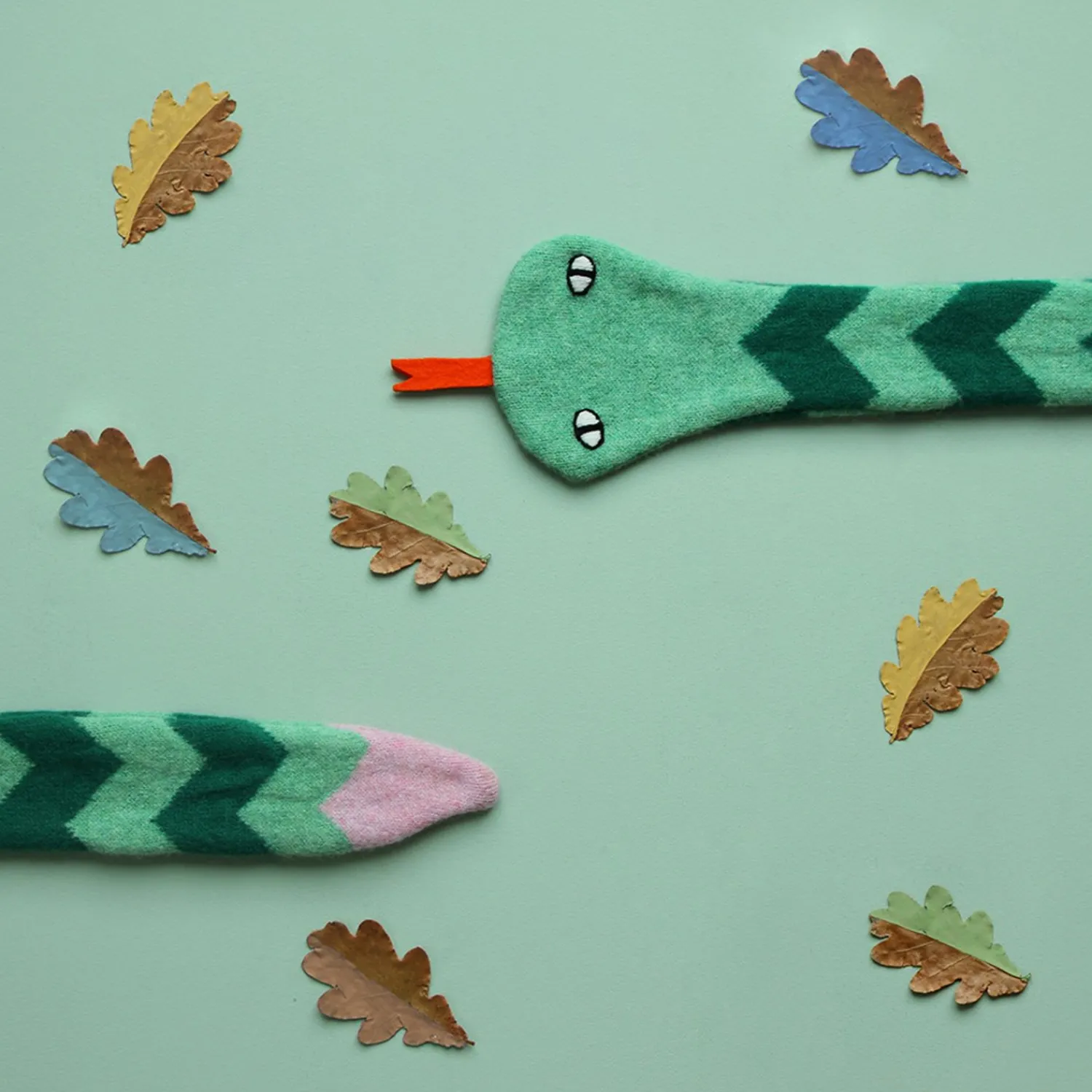 Scarves + Shawls^Donna Wilson Snake Scarf - Green/Pink