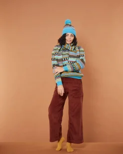 Hats & Gloves^Donna Wilson Static Stripe Beanie - Turquoise